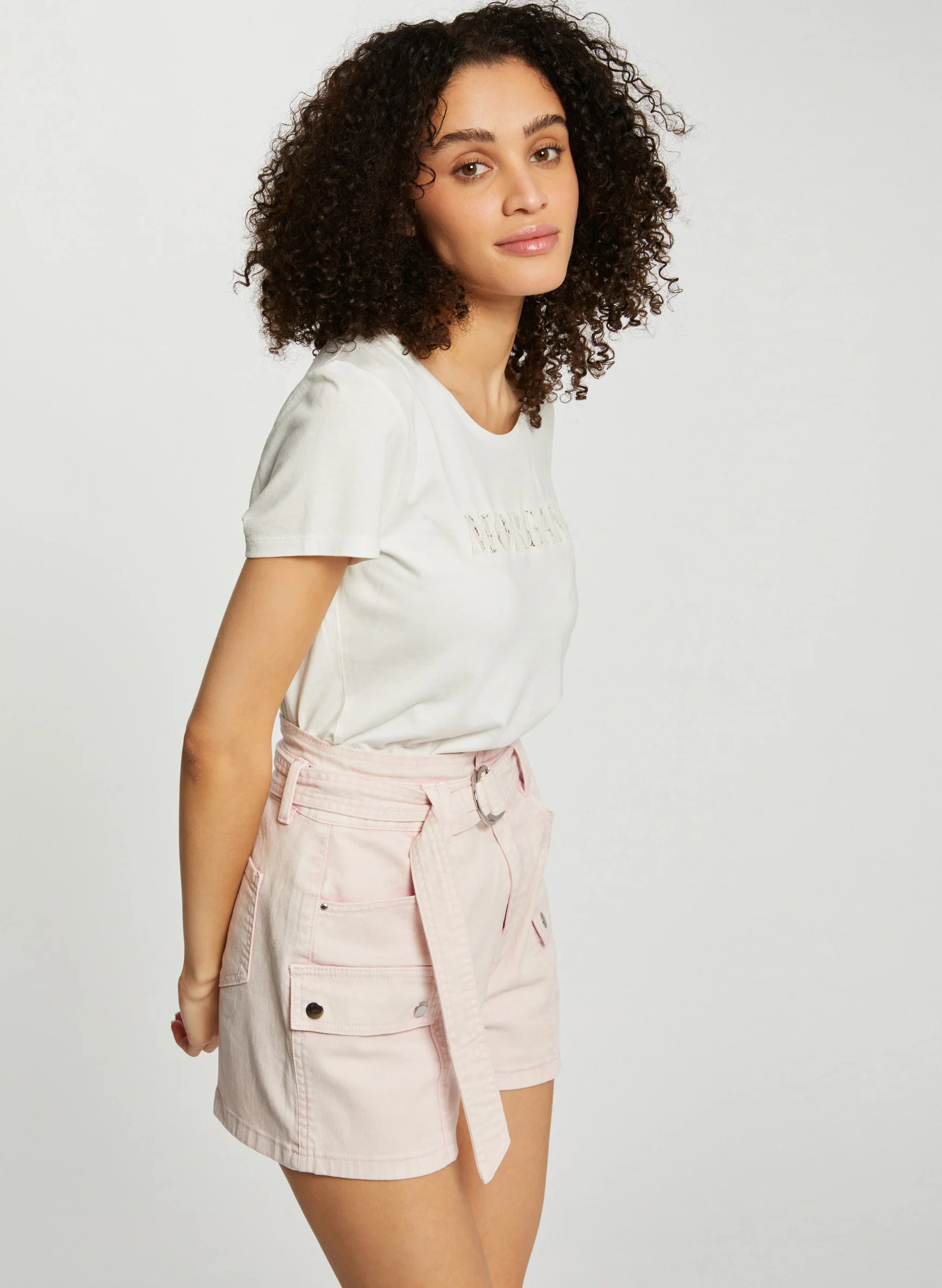 DOMA - Tee-shirt droit col rond en coton mélangé | Blanc