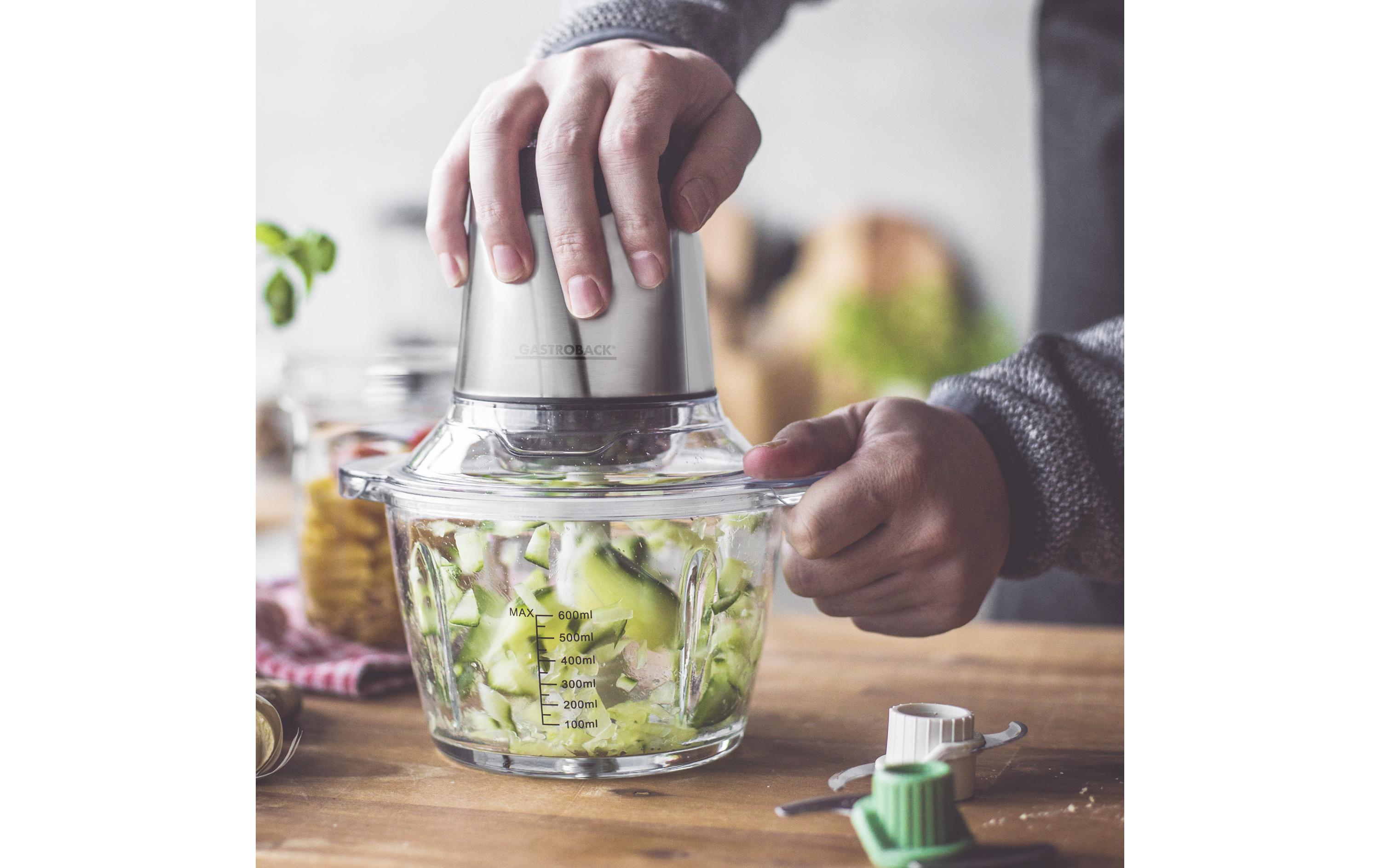 Zerkleinerer Mini Chopper Plus SilberZerkleiner mit Griffen