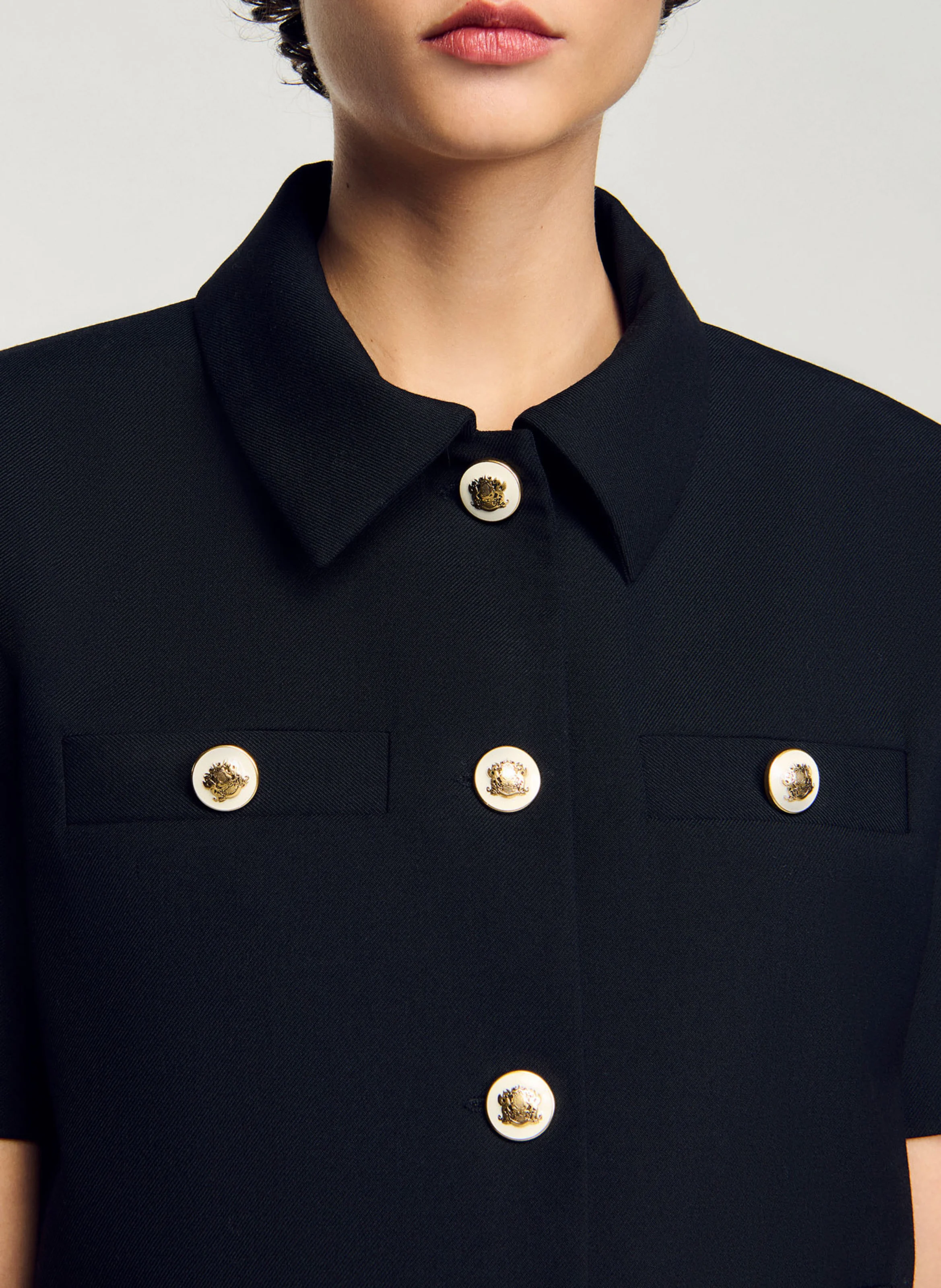 Top droit col classique| Noir