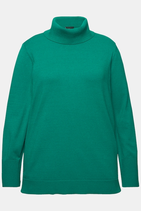 Rollkragenpullover, breite Rippbündchen, Langarm