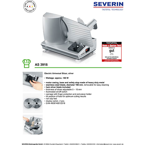 Severin pålægsmaskine 180W - stål