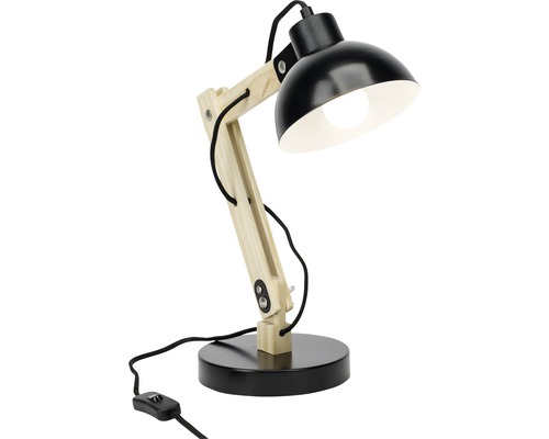 Bureaulamp, 1-lichts, H 41,5 cm, Moda hout, naturel/zwart