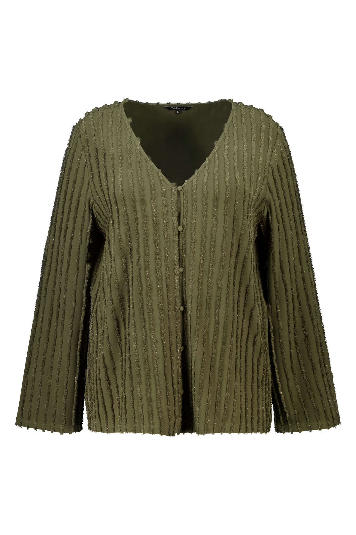 Top met franje structuur Khaki
