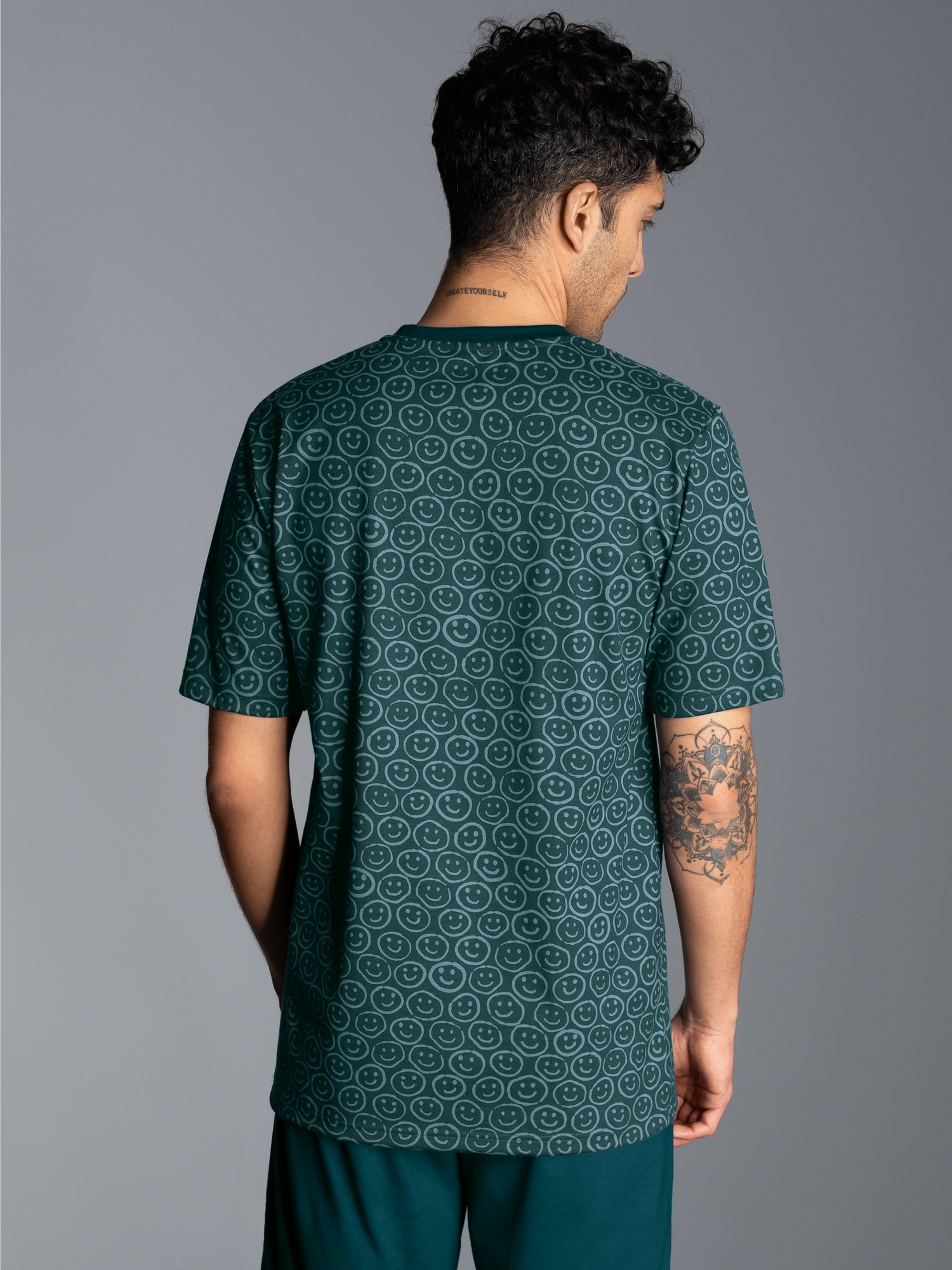T-Shirt mit freundlichem Smiley-Muster Saphir