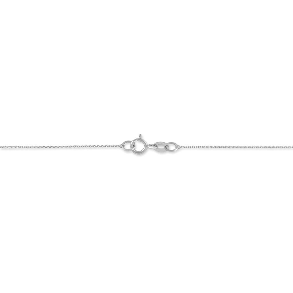 Collier Sissi Or Blanc Diamant Et Emeraude