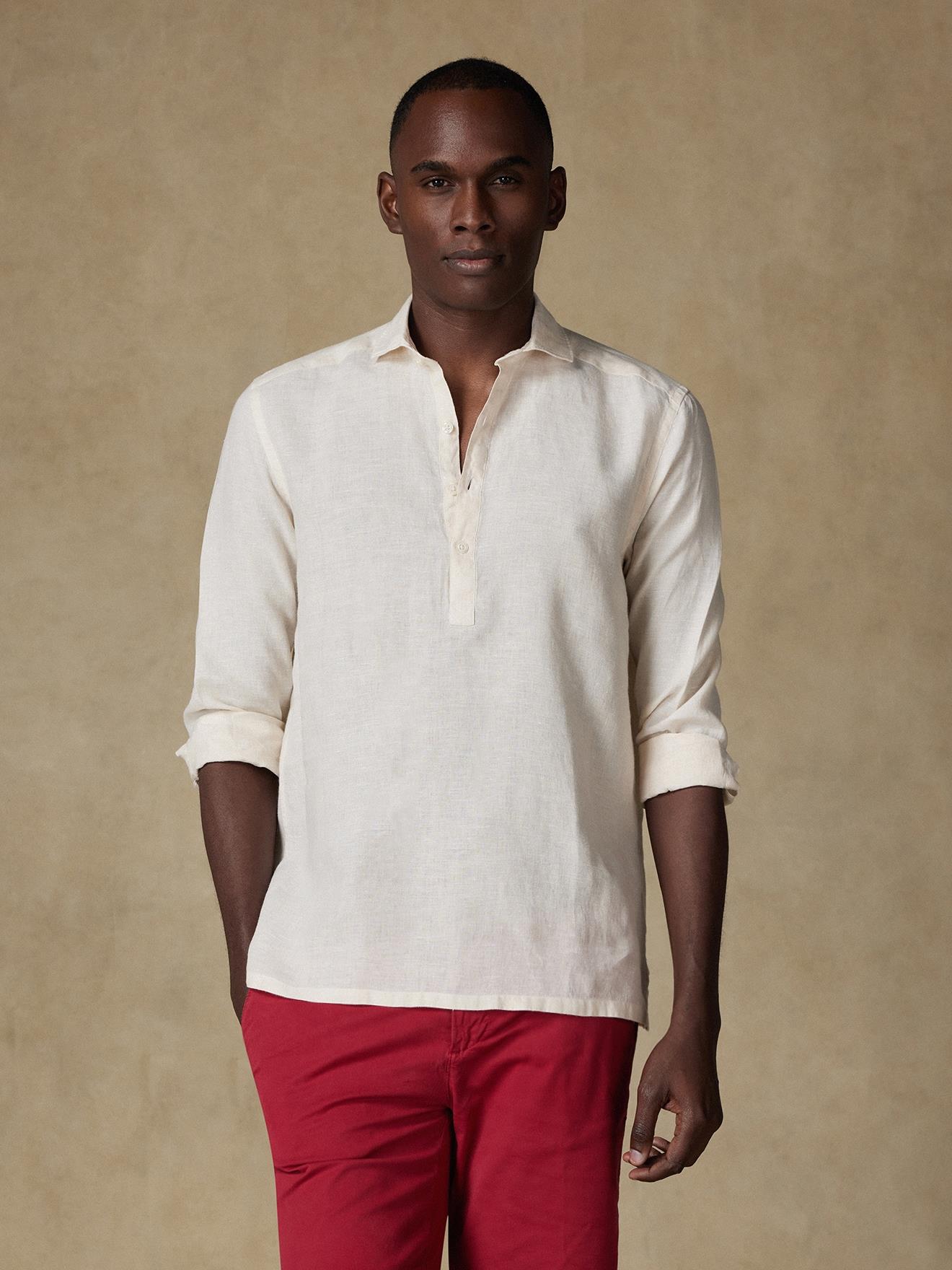 Chemise popover Olaf en lin sable