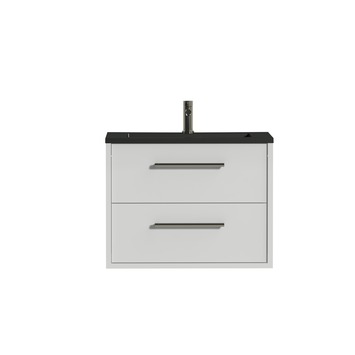Tiger Boston badkamermeubel 80 cm hoogglans wit met greep rvs en wastafel zwart