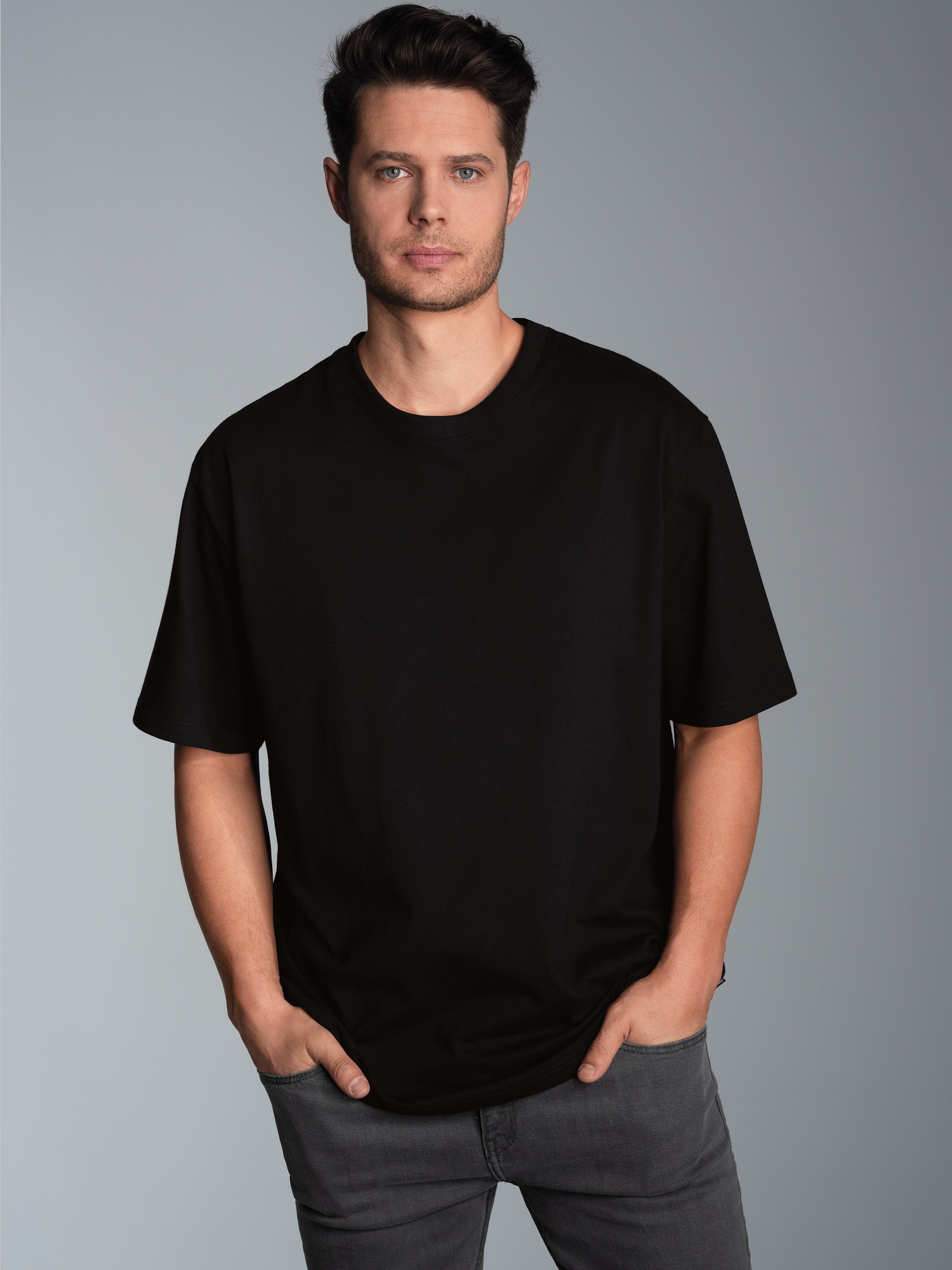 Oversized T-Shirt mit Rückenprint Schwarz