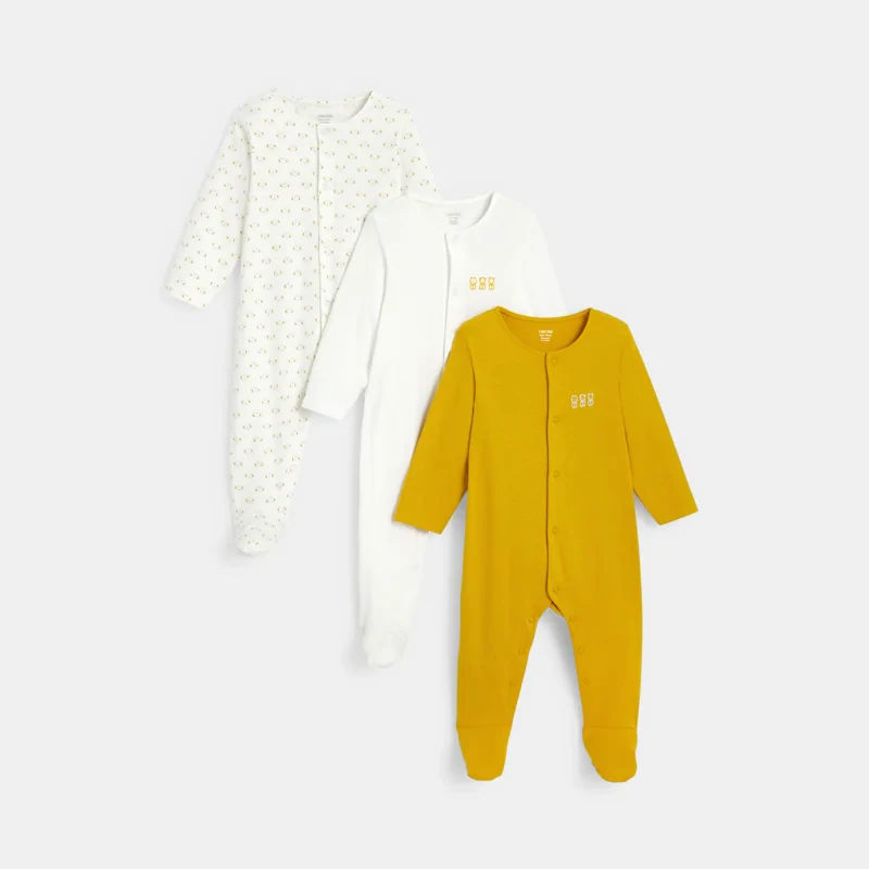 Dors-bien jersey de coton ours (lot de 3) blanc naissance Blanc