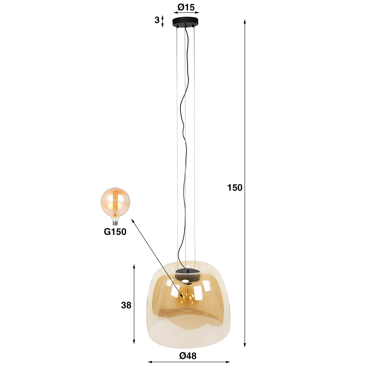 Hanglamp Travolta XL Amber