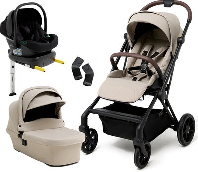 Beemoo Pro Twist Duovogn Inkl. Beemoo Route Babybilstol & Base, Latte Beige/Black Stone