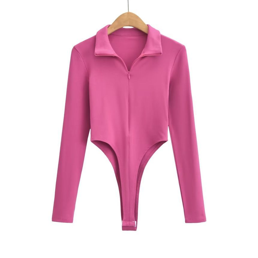 Osion - Bodytop met lange mouwen, nephals en rits