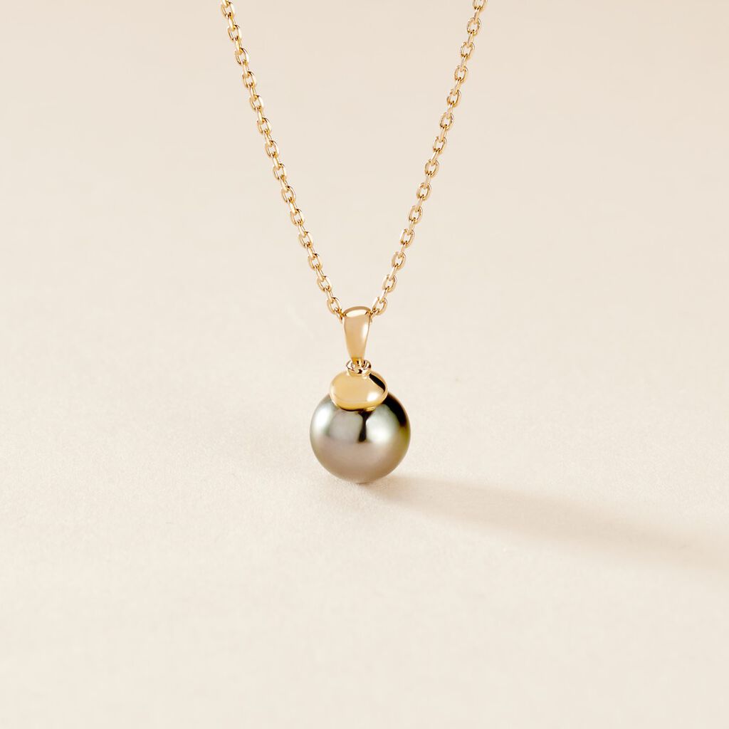 Pendentif Cerclee Or Jaune Perle De Culture De Tahiti