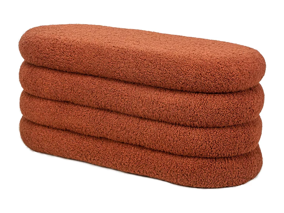 Banc avec rangement en bouclettes terracotta