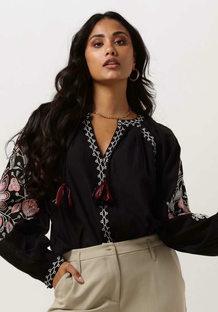 SUMMUM zwarte summum blouse top sushi voile embroidery