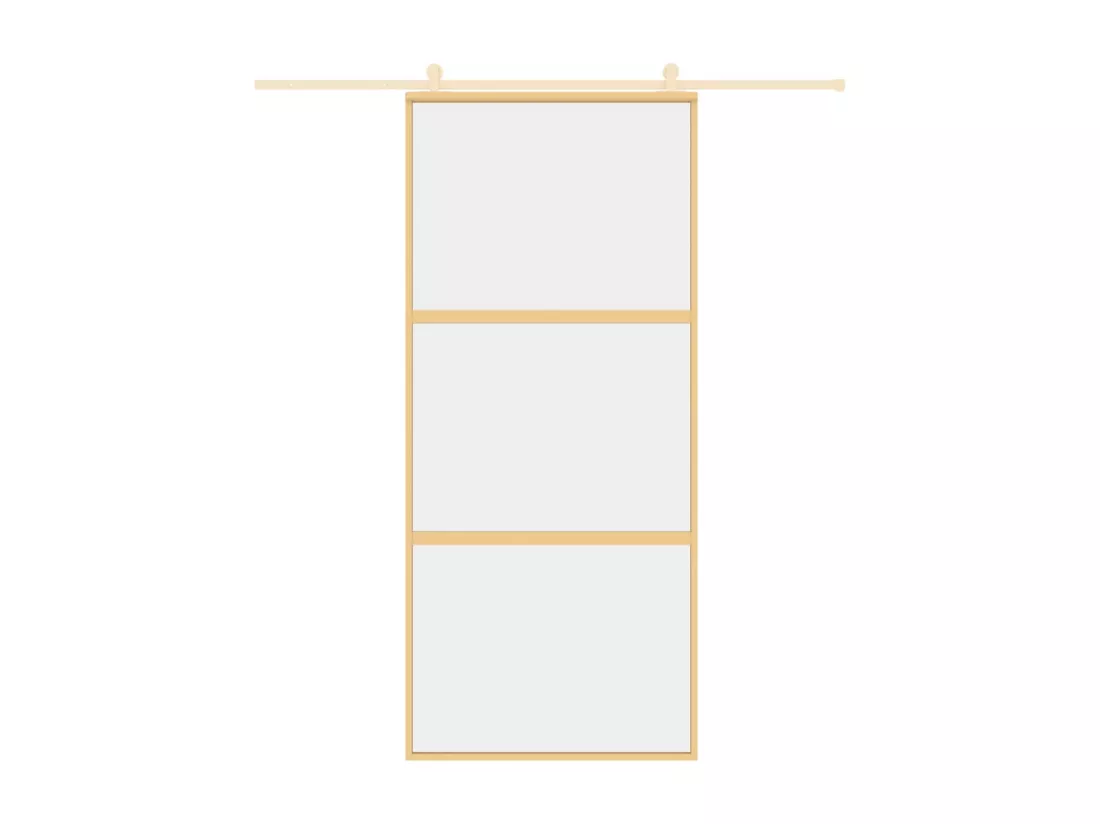 Porte coulissante doré 90x205 cm verre ESG clair et aluminium