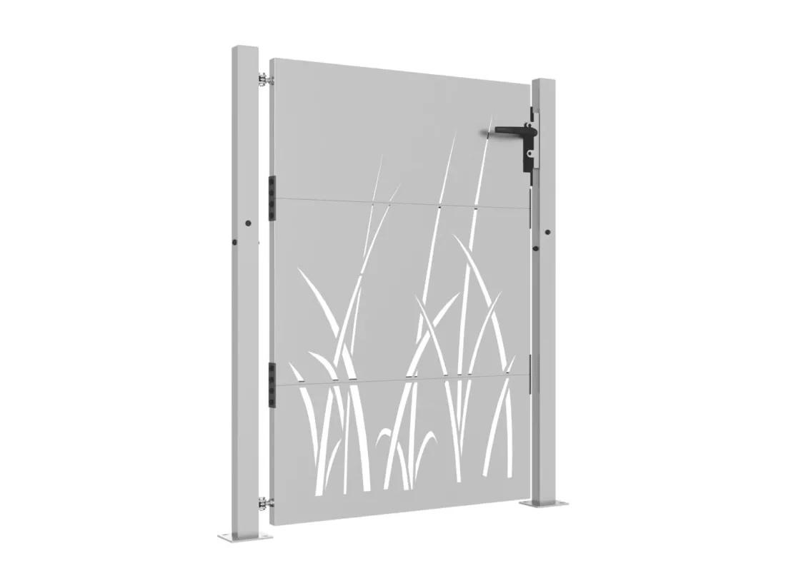Portail de jardin 105x155 cm acier corten conception d'herbe