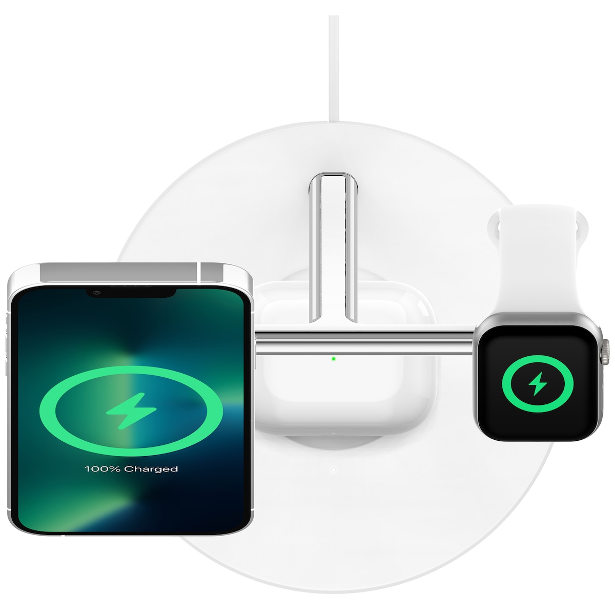 Belkin BoostCharge Pro 3-i-1 trådløs lader med adapter (hvit)