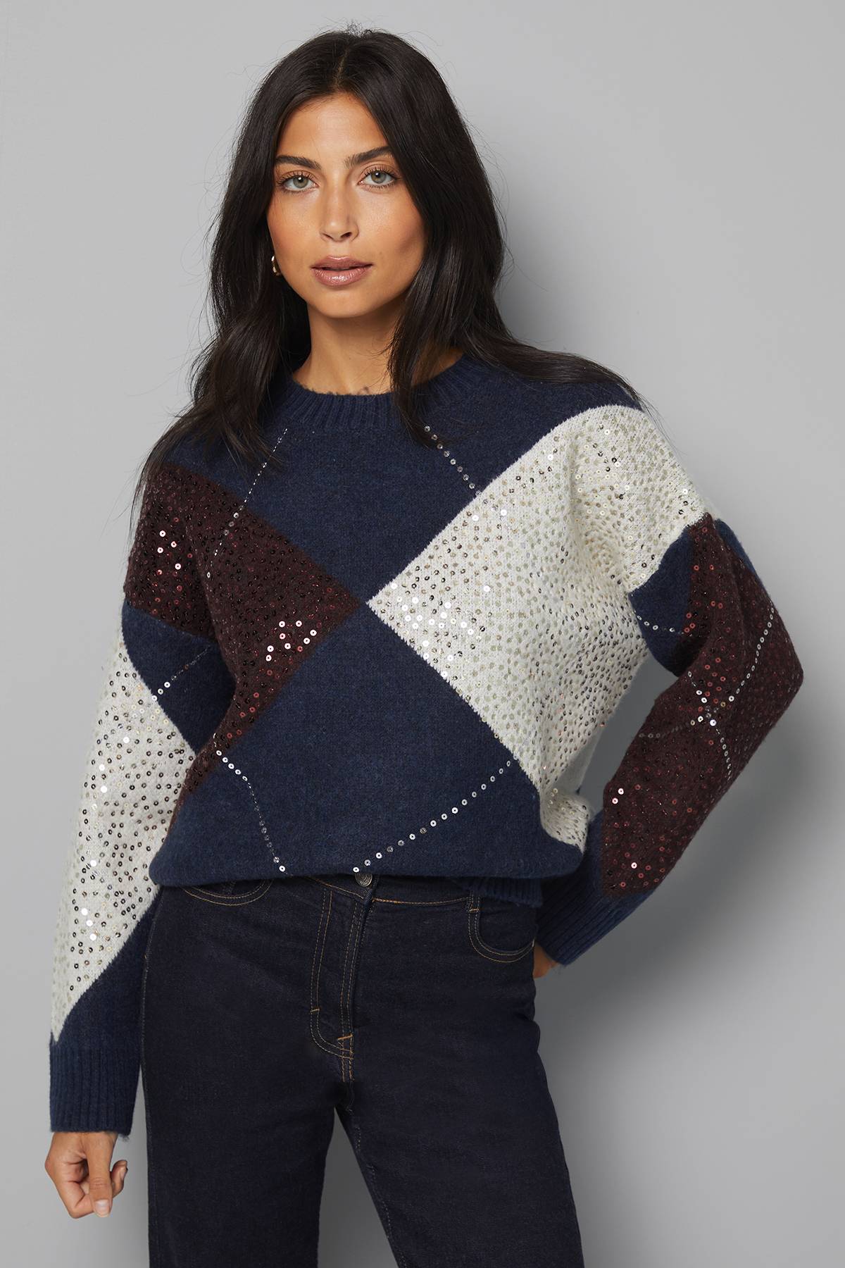 Wallis synthétiquell Argyle Oversize Marine
