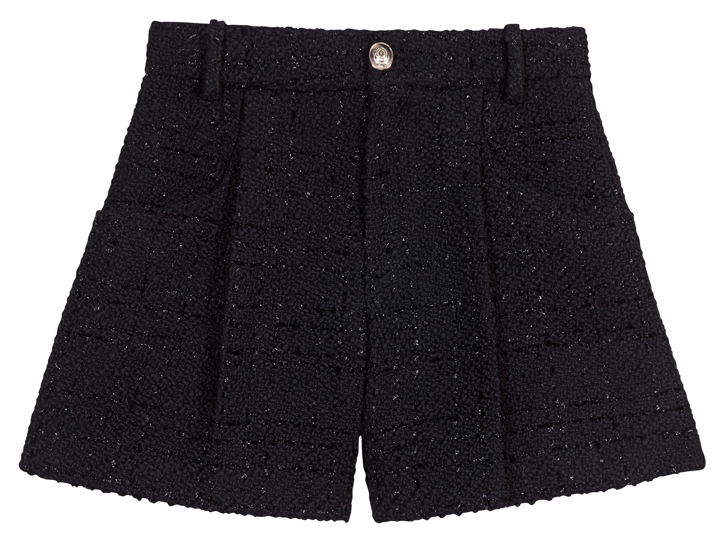 Short droit en tweed brillant | Noir