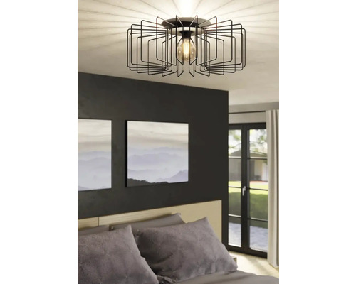 Plafondlamp, 1-lichts, HxØ 21,5x56 cm, Tremedal zwart