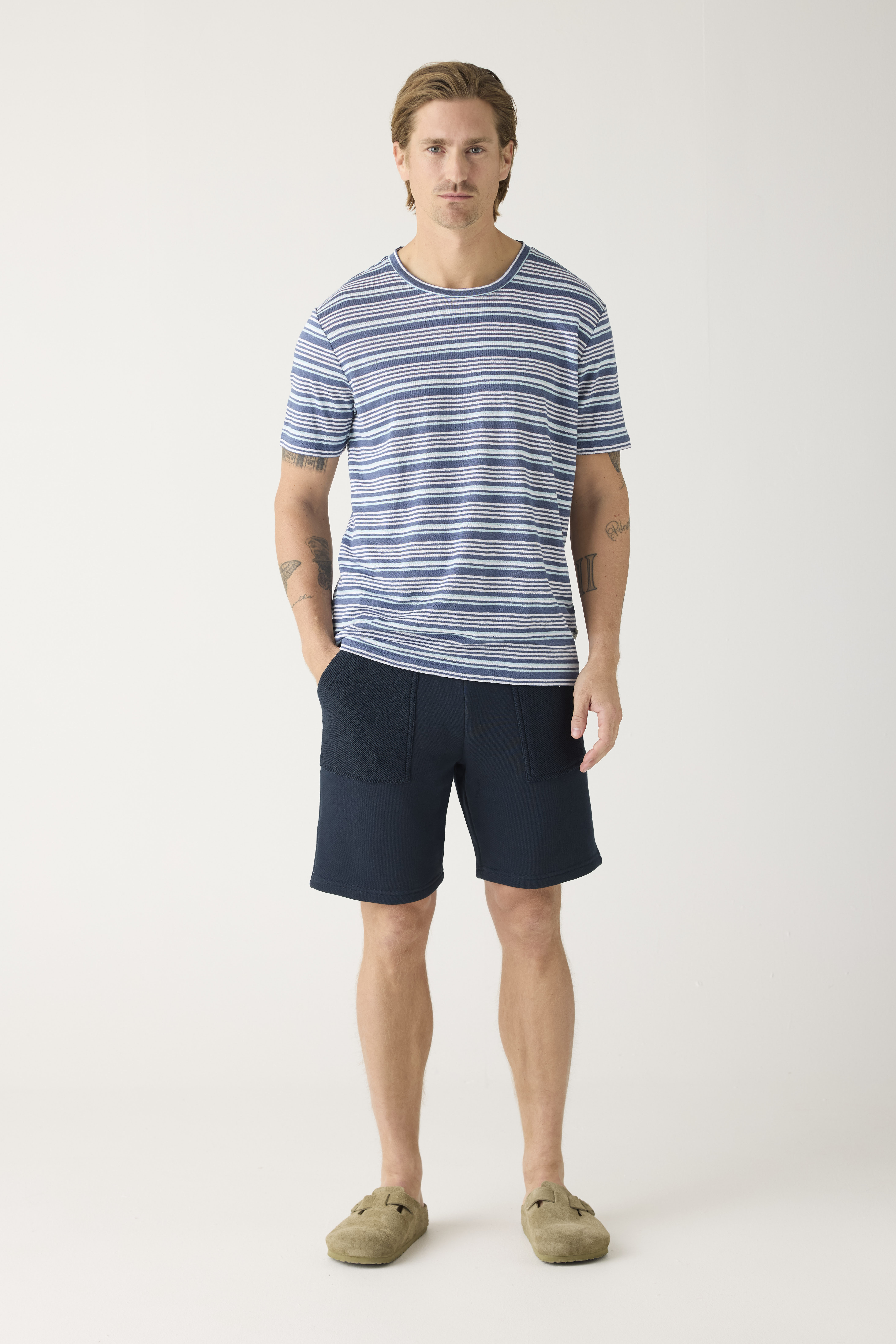 Regular Linen Striped T-Shirt M