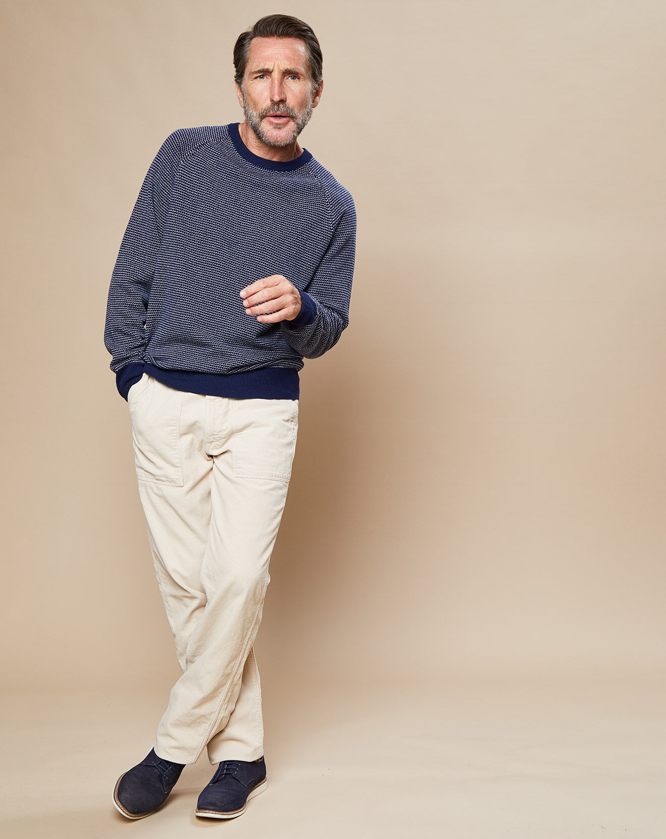 Hartford Pantalon en Velours côtelé Fatigue craie