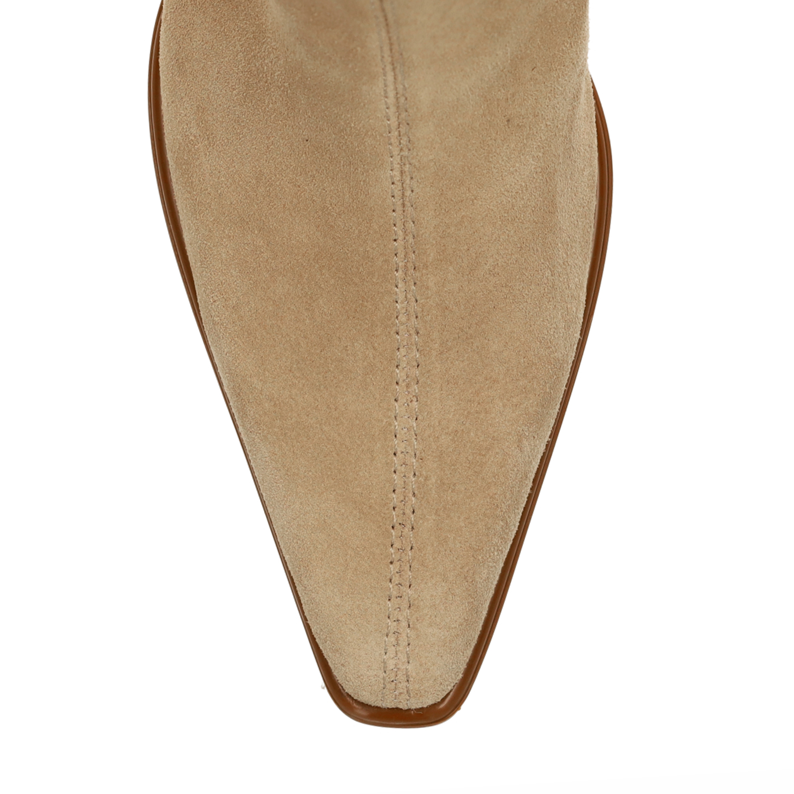 Beige suède enkellaarsjes met hak