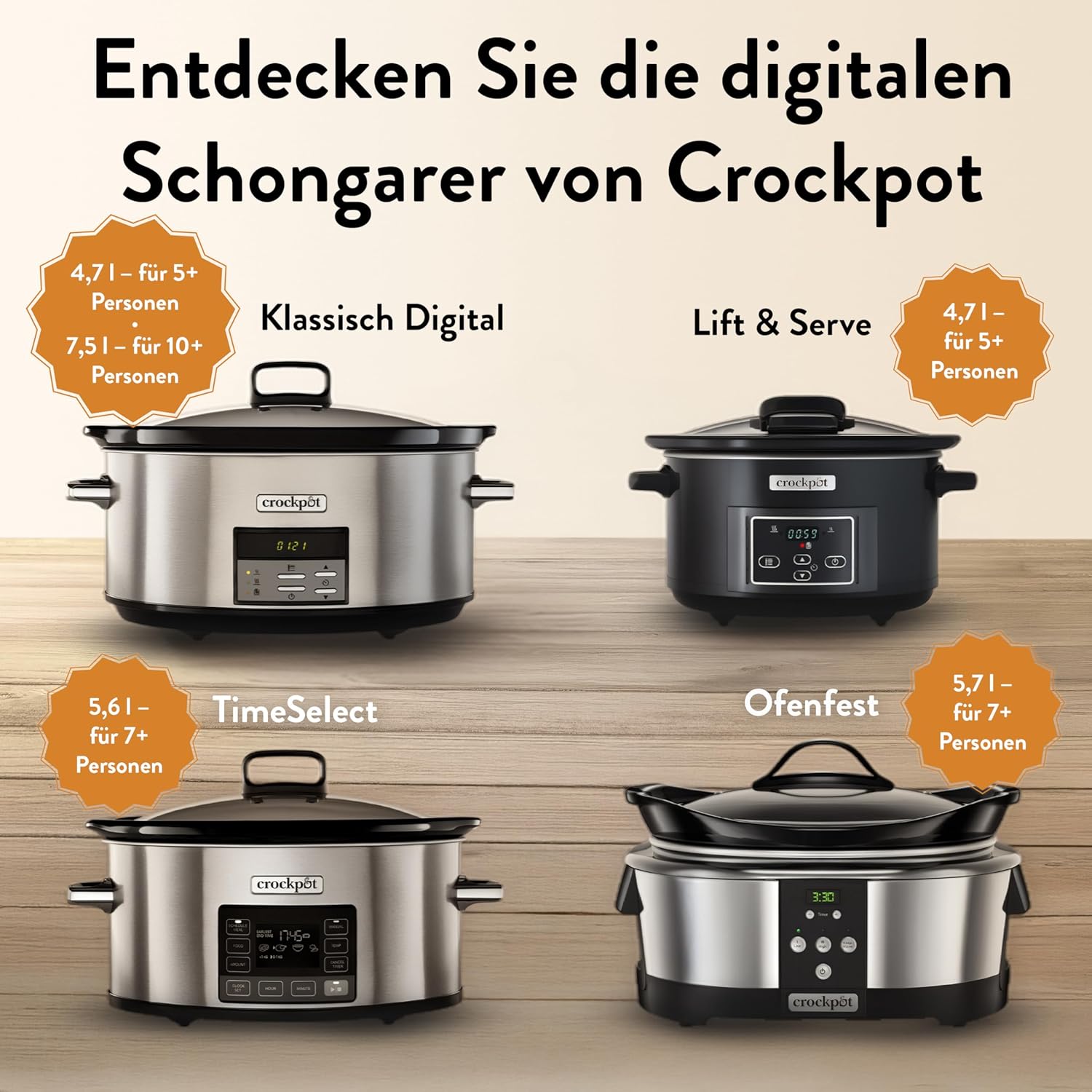 Crockpot, elektronischer Schongarer | 5,7 l (5–6 Personen) | programmierbar mit digitalem 20-Stunden-Timer | Edelstahl [SCCPBPP605]