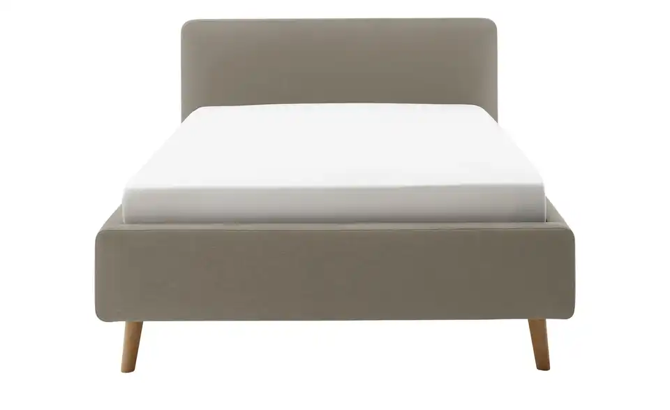Polsterbettgestell Mattis Taupe Webstoff fein 140 cm mit Bettkasten