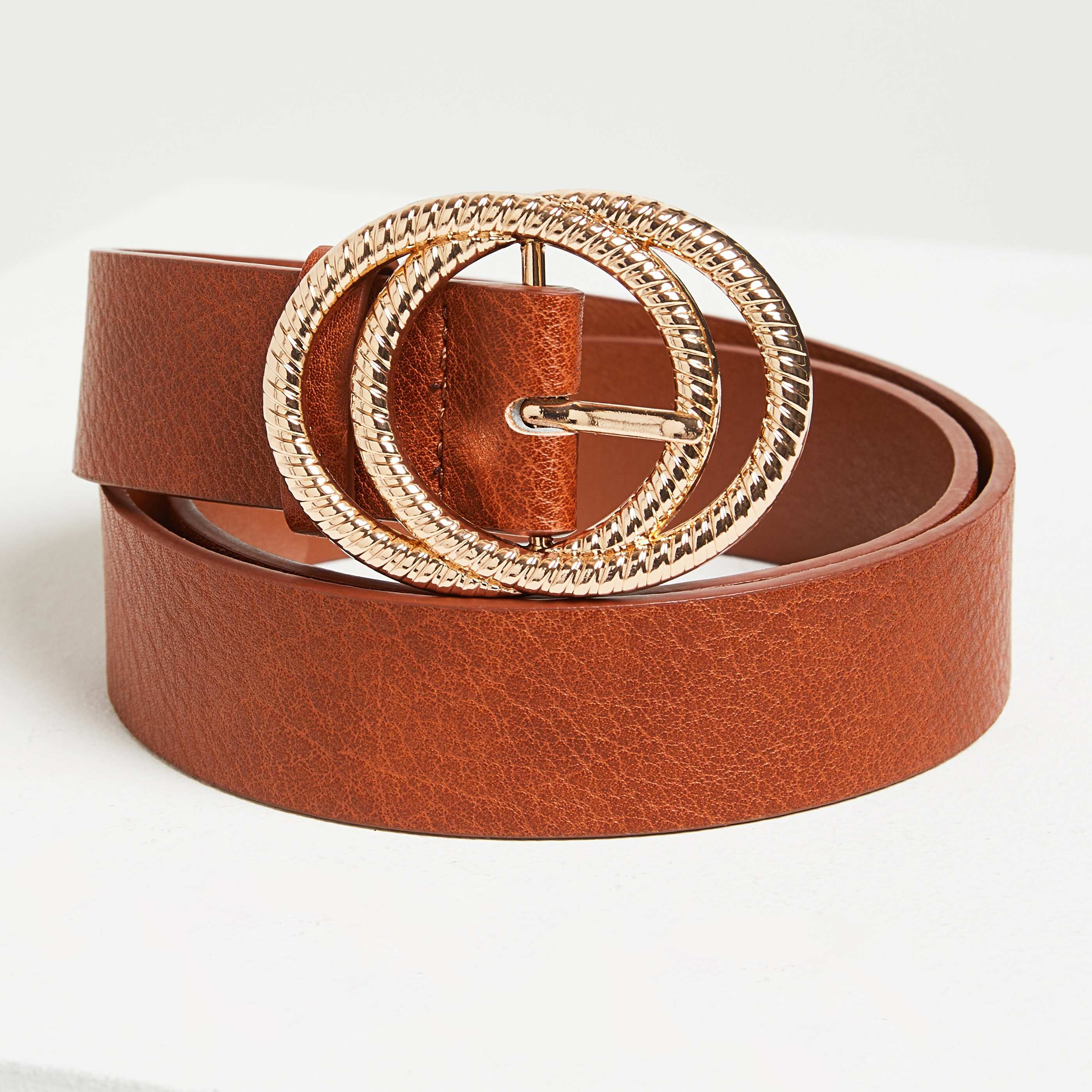 Ceinture double boucle femme - CAMEL