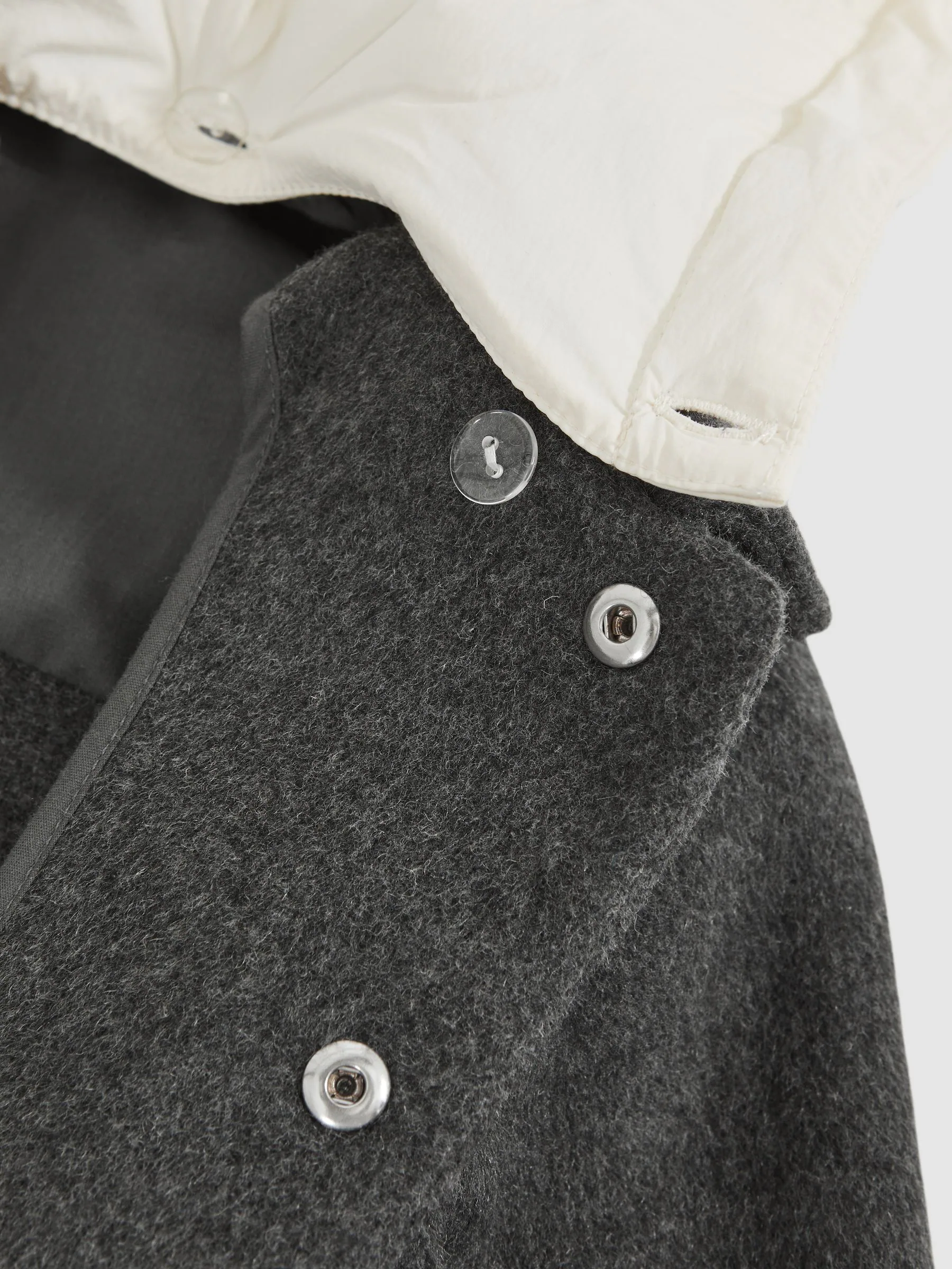 Antraciet - Reiss Benjamin Wool-Blend Detachable-Hood Overshirt