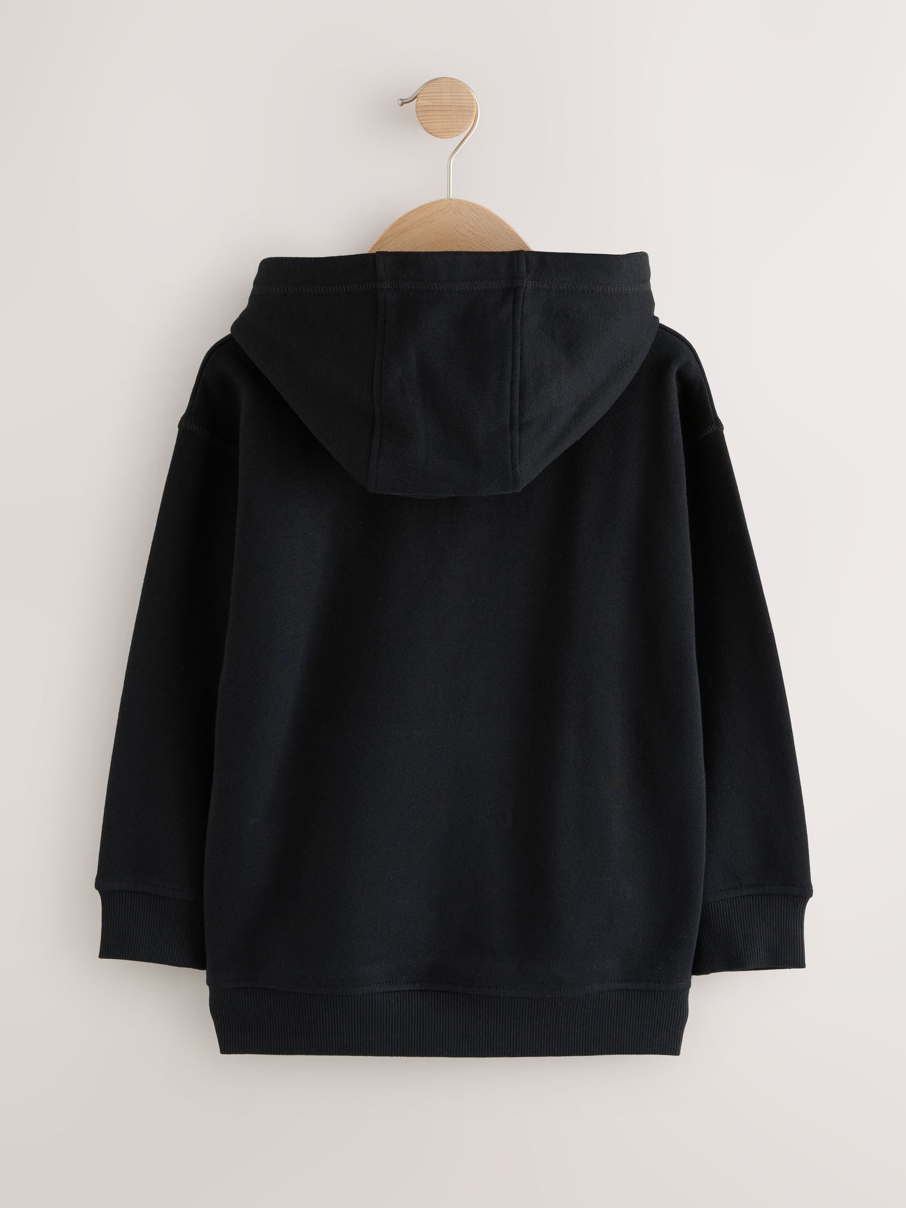 Zwart - Effen jersey hoodie (3-16 jr)