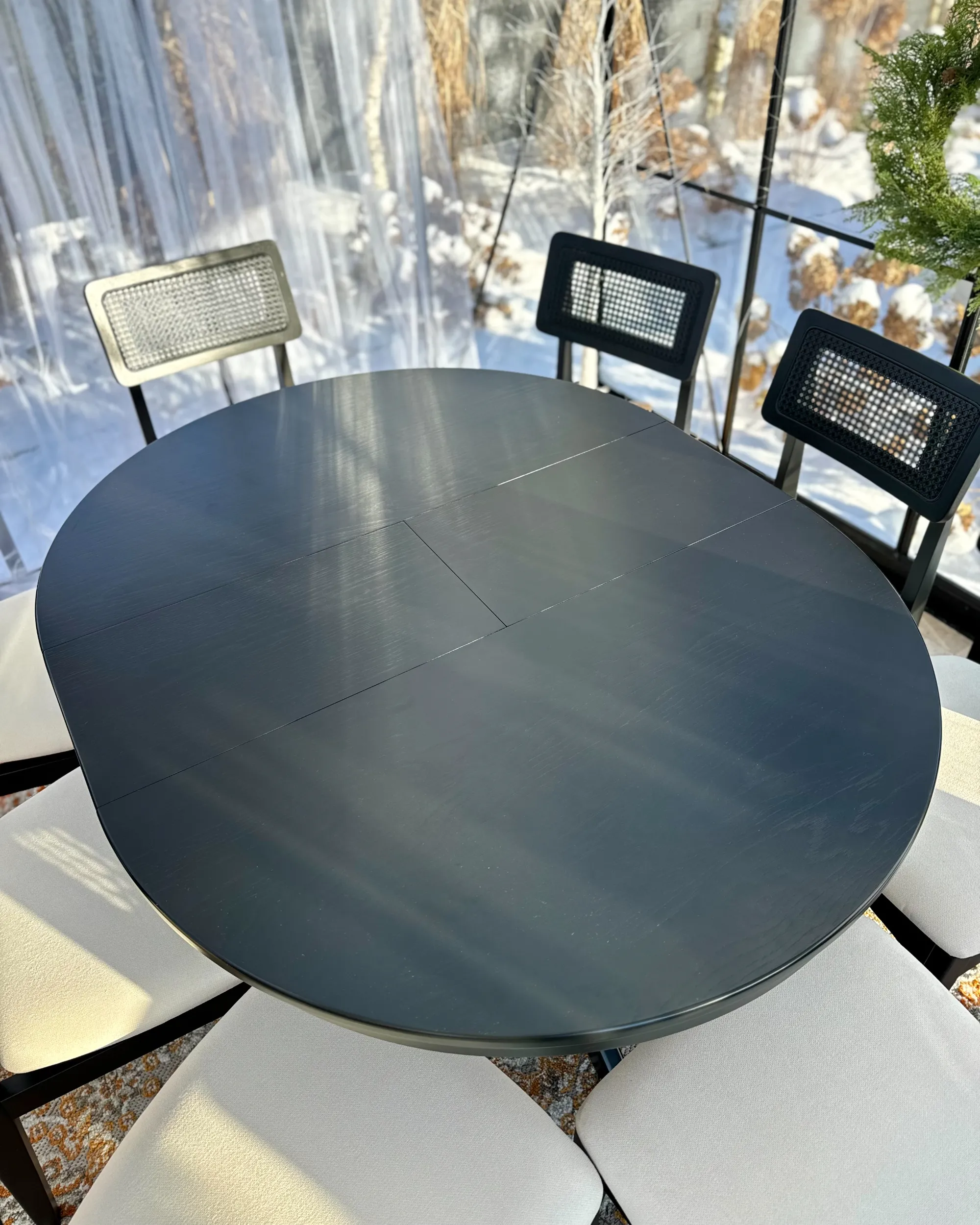 Eettafel uitschuifbaar TYMIS Zwart eikenhout 107 cm 107/137 cm