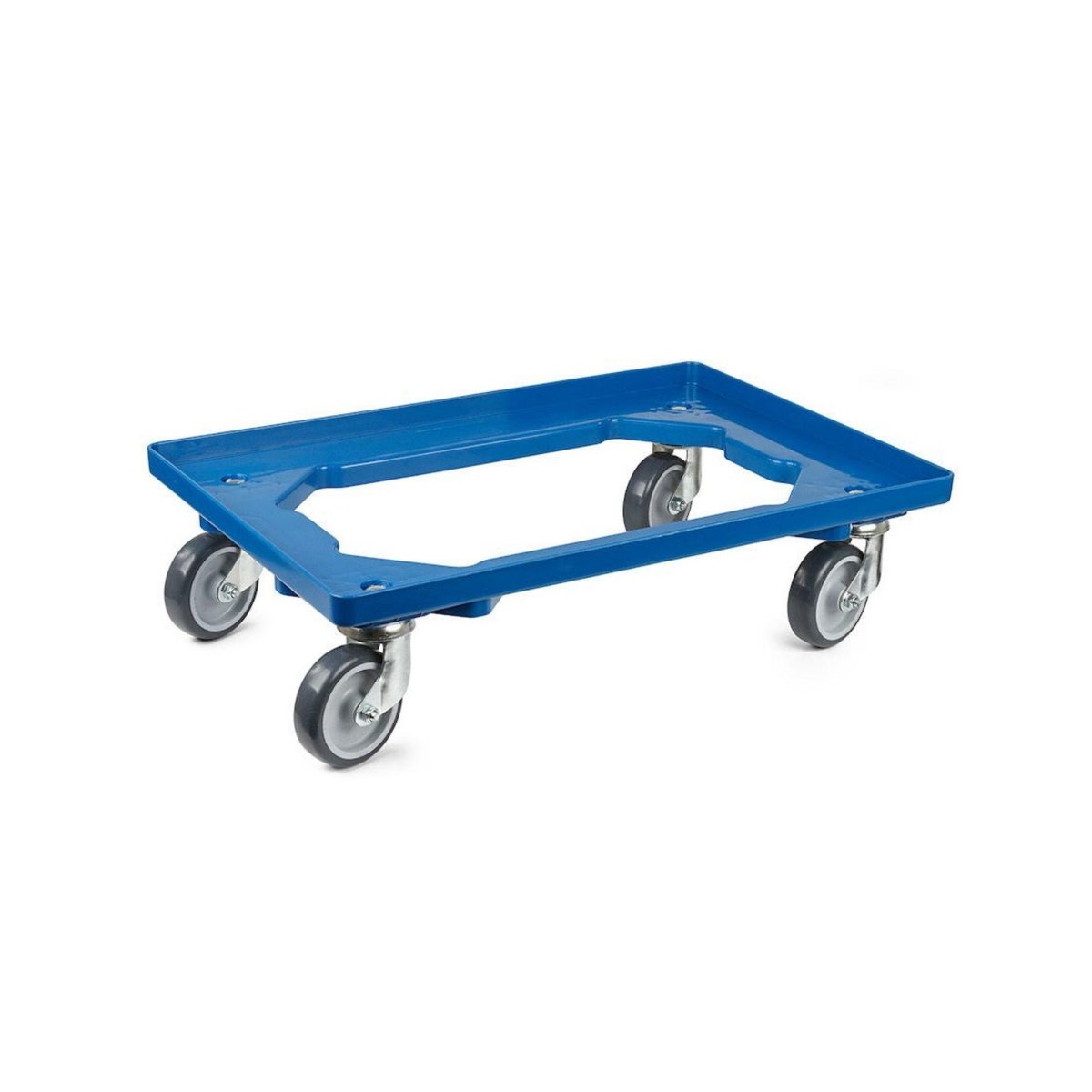 PROREGAL Voordeelset 2x Transportwagens voor Euroboxen 60 x 40 cm met Rubberen Wielen, Blauw, Open Dek, 2 Zwenkwielen en 2 Bokwielen, Draagvermogen 300 kg