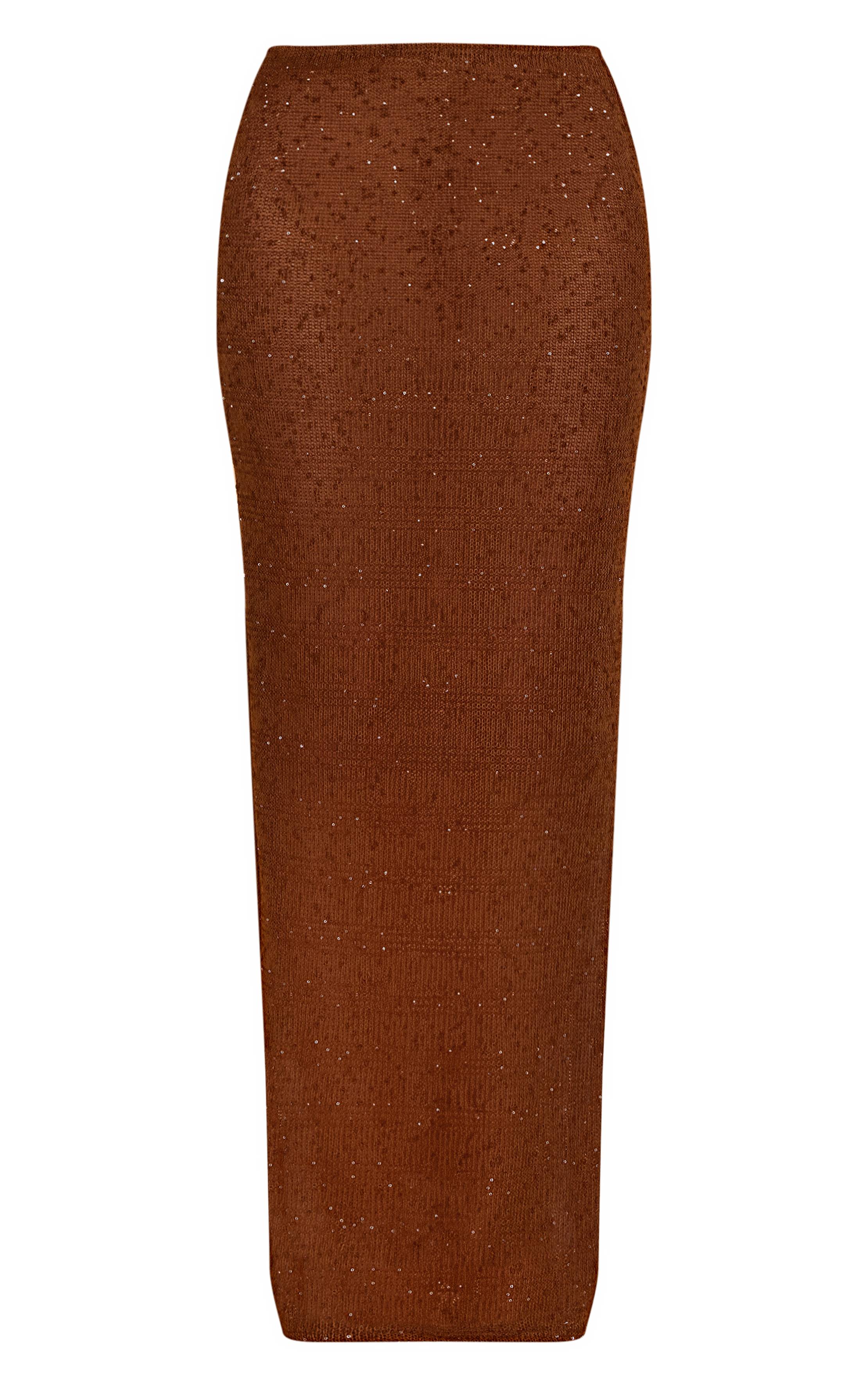 Chocolat Jupe Longue À Sequins Texturés