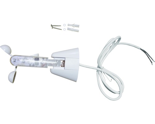 Witte wind- en zonsensor voor gemotoriseerde zonneschermen, inclusief 1,5 m netsnoer.
