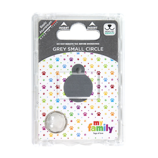 Médaille MyFamily Basic, en aluminium - Petit cercle, gris
