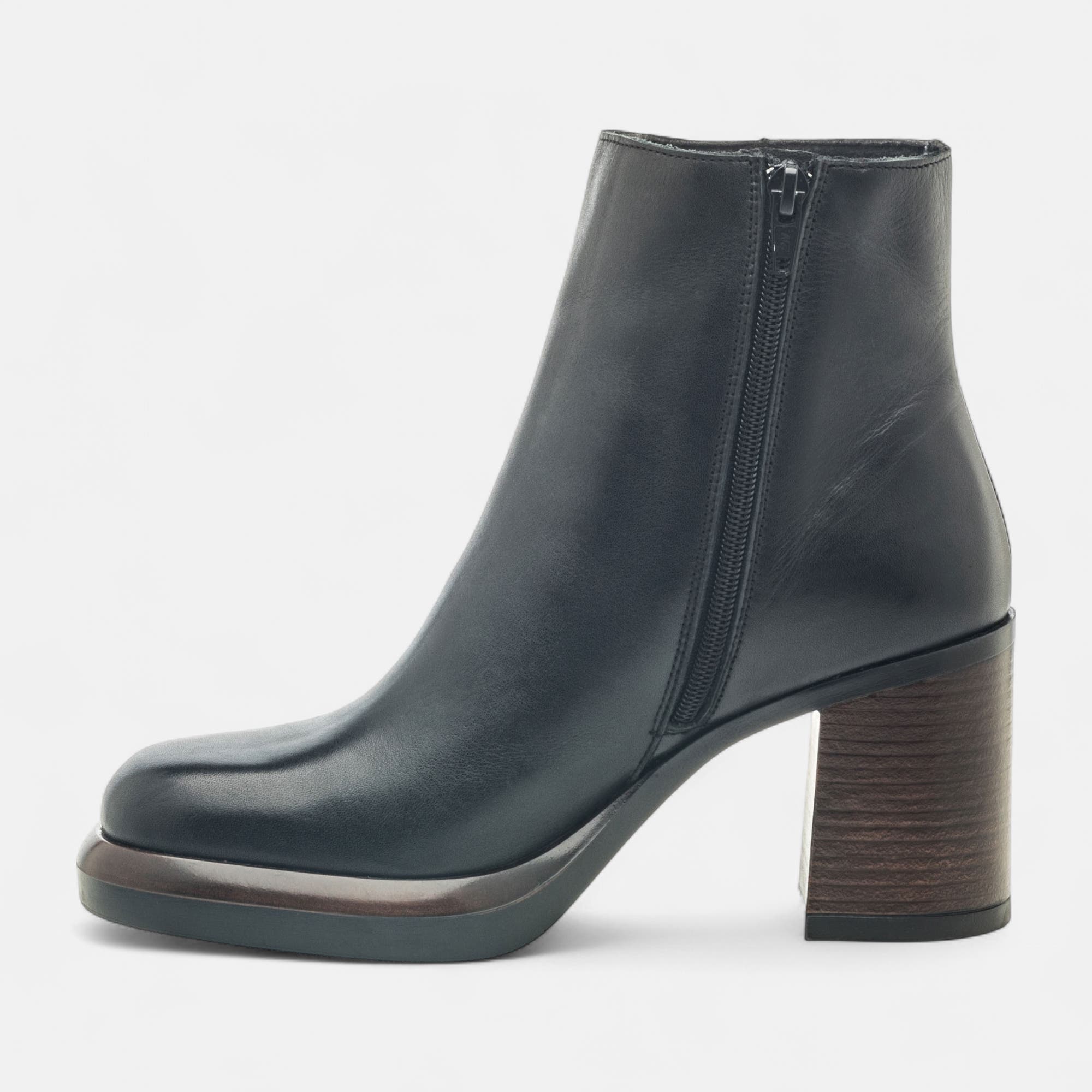 Bottines à talon Femme en cuir noir