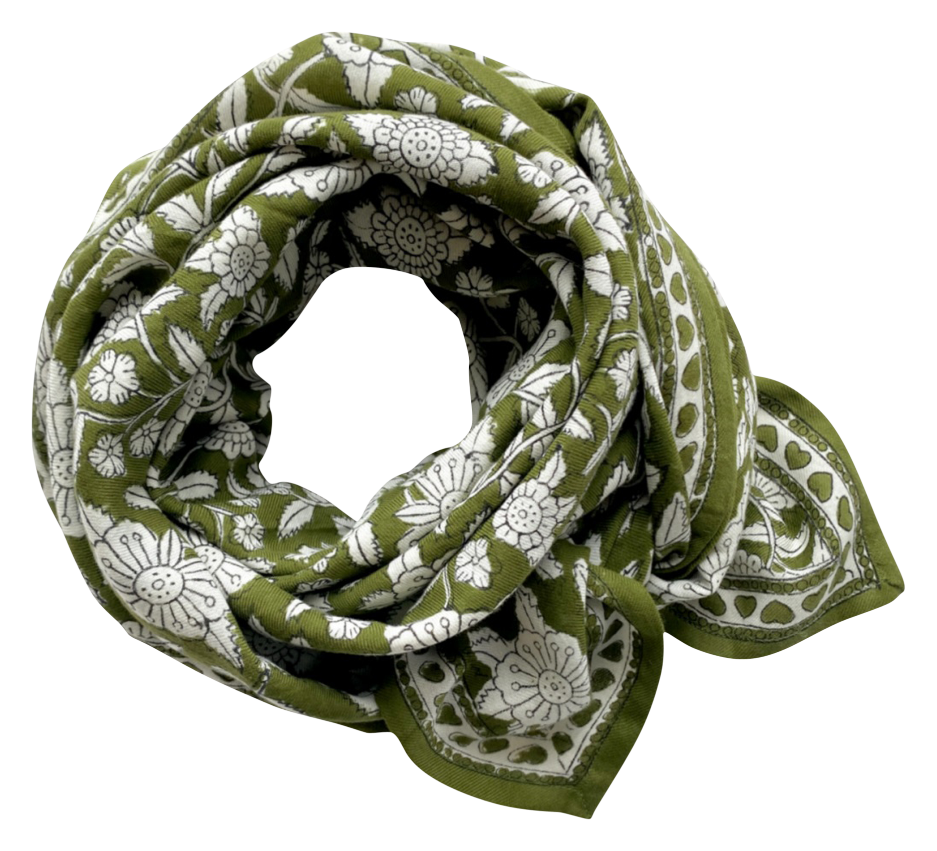 LATIKA - Foulard en coton imprimé | Vert