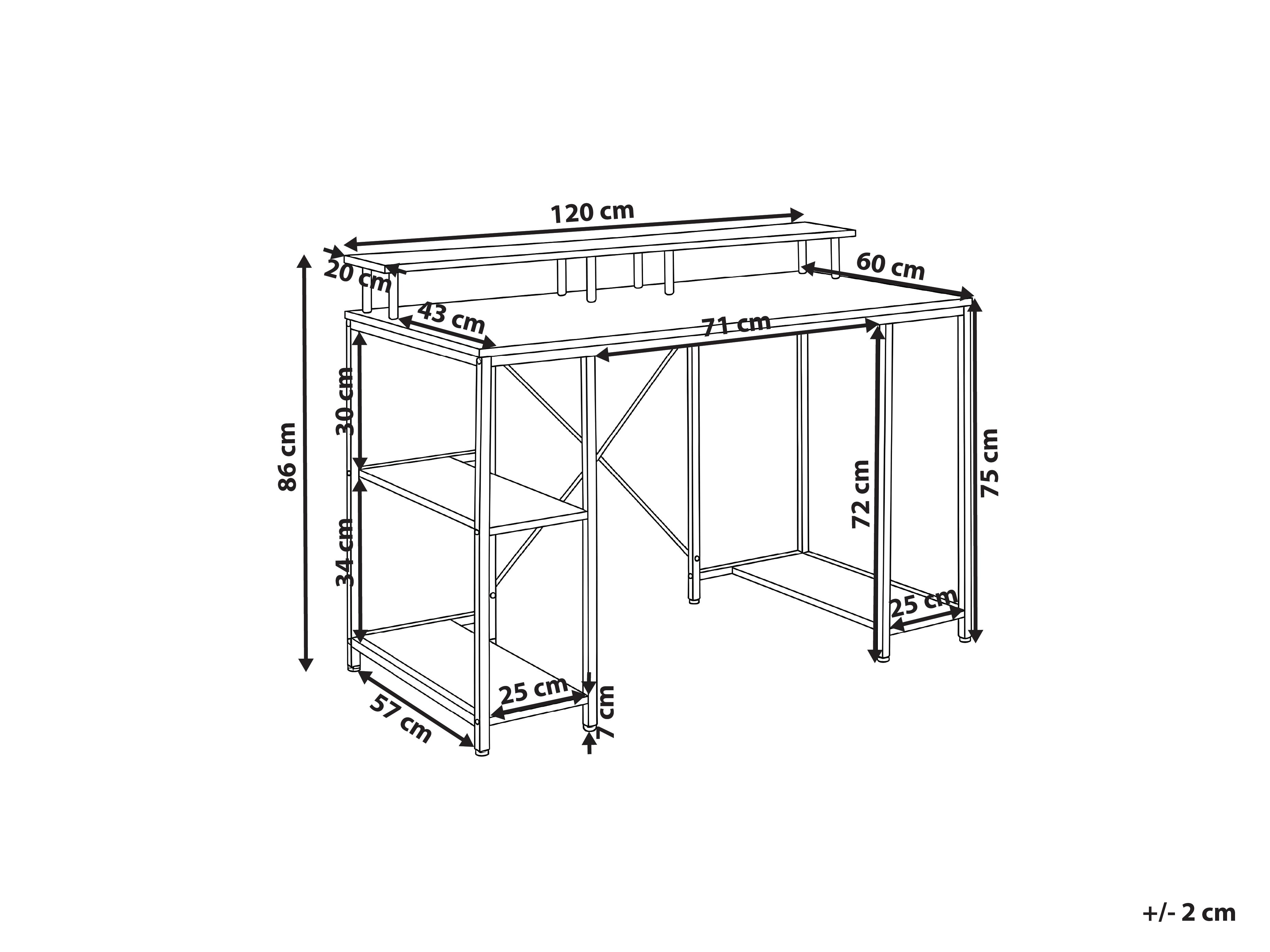 Bureau CADDO Zwart 120 cm 60 cm met planken