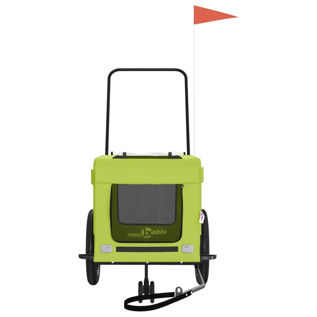 vidaXL Reboque para Bicicleta de Animais de Estimação em Tecido Oxford Verde e Preto