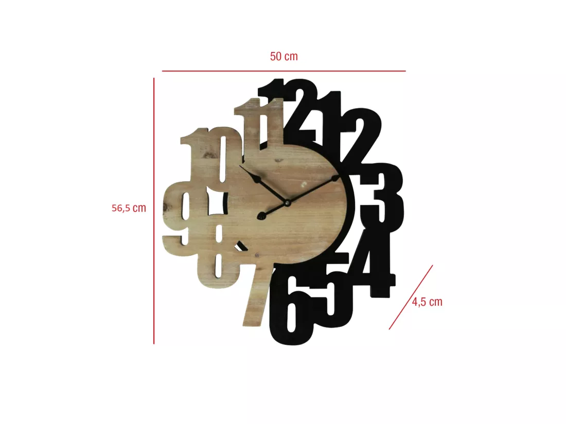 Horloge Horloges Murales Sculptées Mdf Marron Noir 56,5x4,5x50
