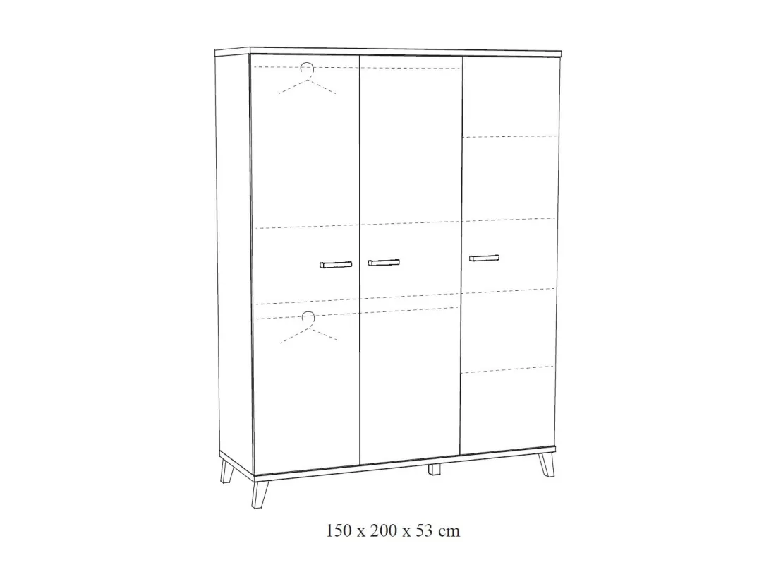 Armoire robuste pour chambre d'enfant 3 portes collection DANAÉ coloris blanc.