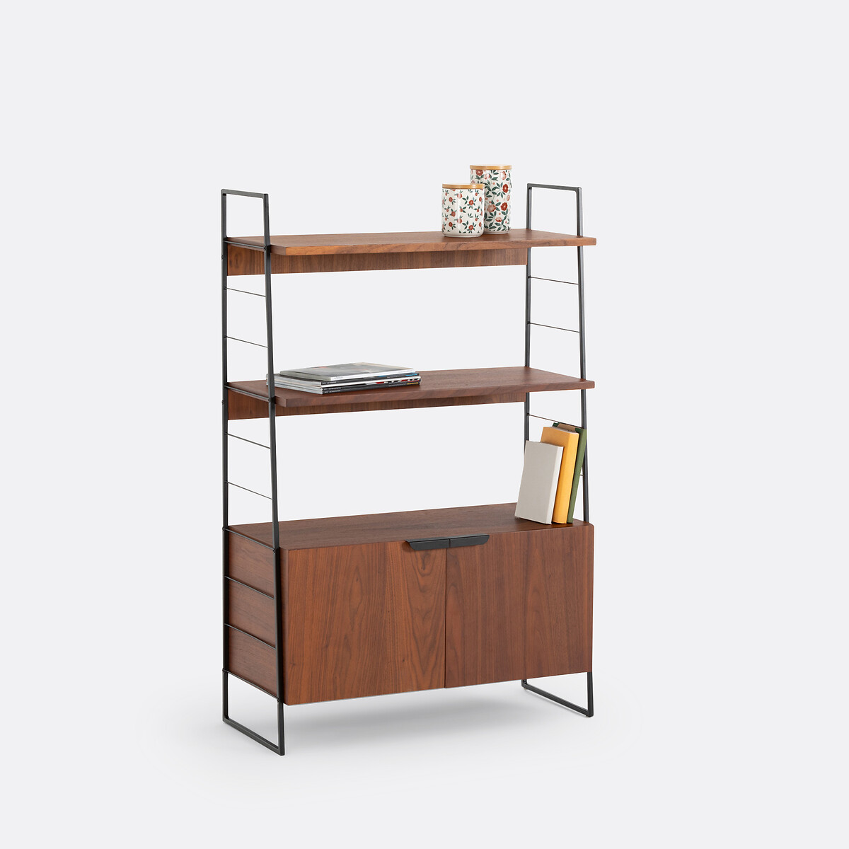 LA REDOUTE INTERIORS<br>Étagère em aço e folheado de nogueira, Alt.123 cm, Watford