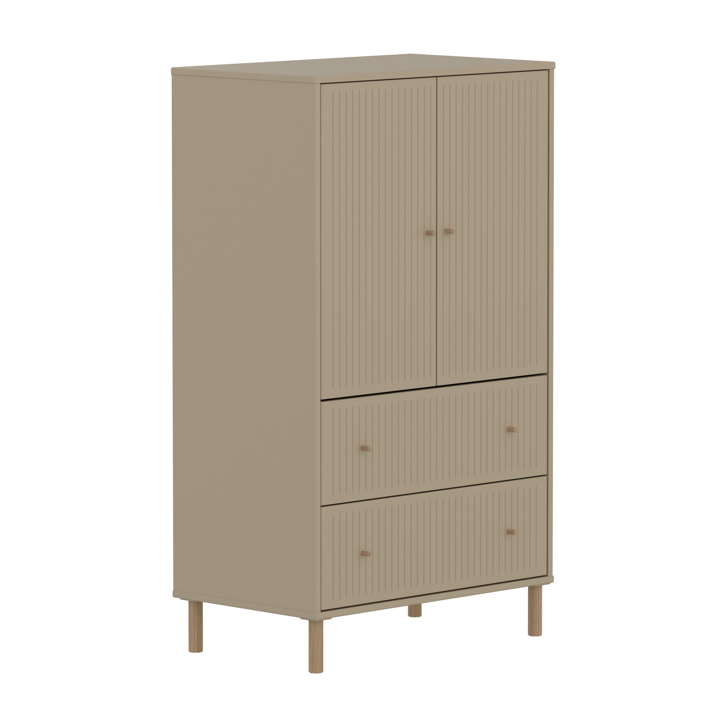 SAGA Schra groov 2 Schub oat,oak kno/Füs - Oat / B: 75.0 cm x T: 45.0 cm x H: 129.5 cm