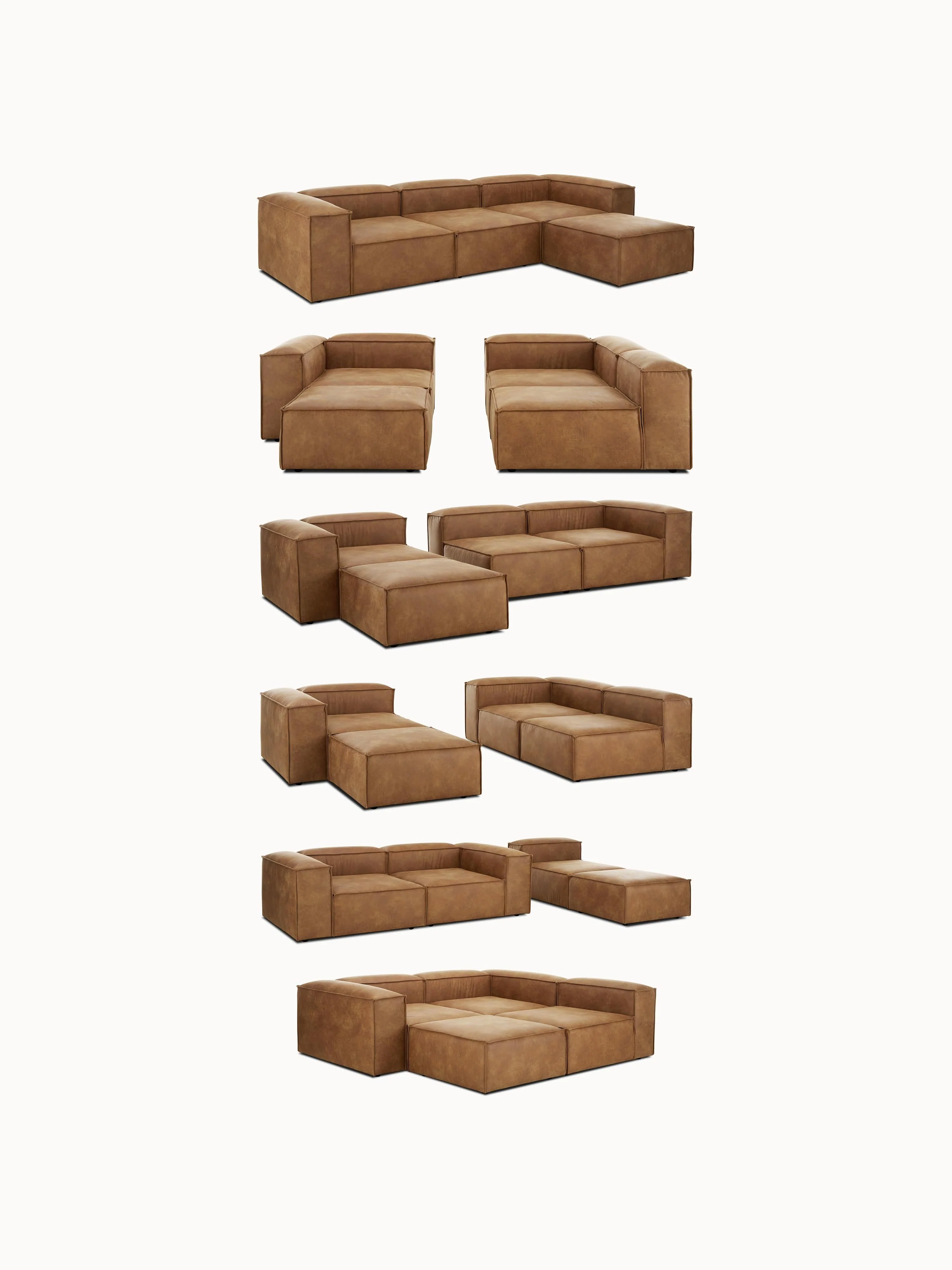 Modulaire hoekbank van gerecycled leer Lennon (4-zits)