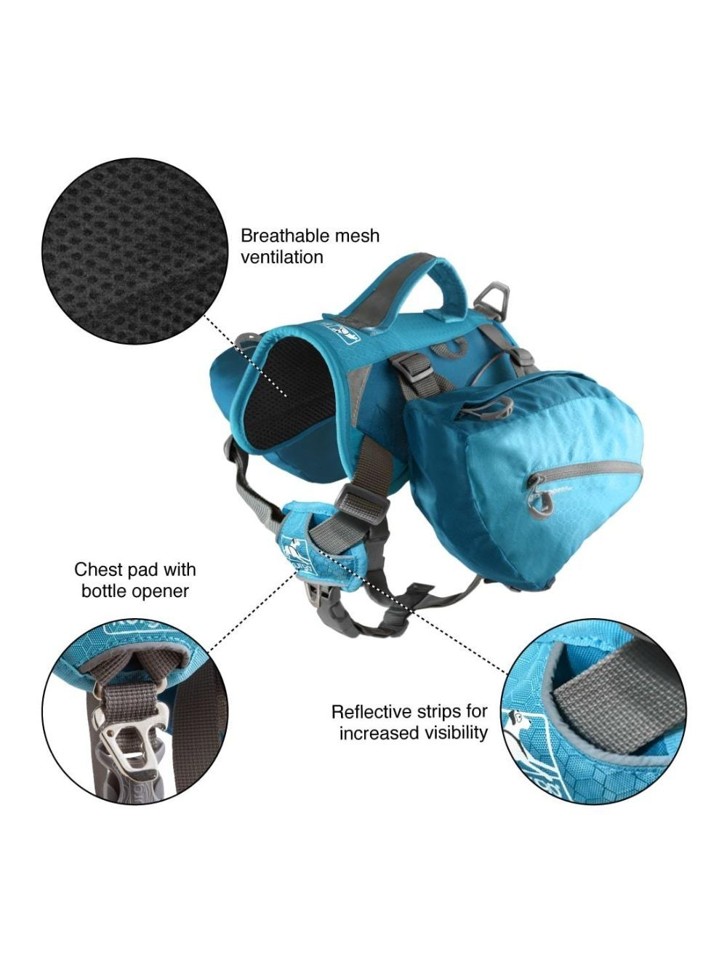 KURGO - Backpack m. hundesele Baxter, Blå
