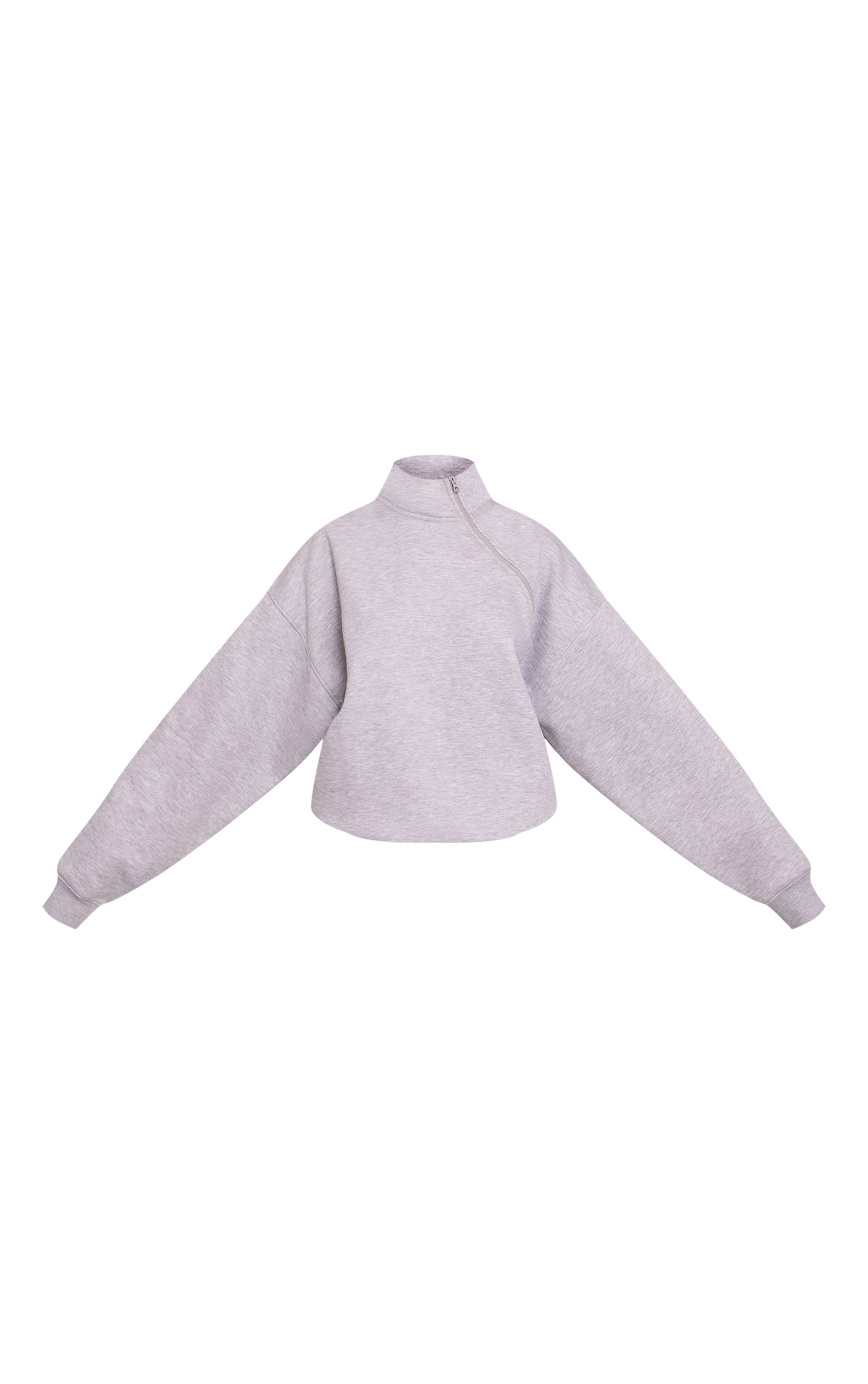 Gris Cendré Sweatshirt Petite Col Montant Avec Zip Latéral