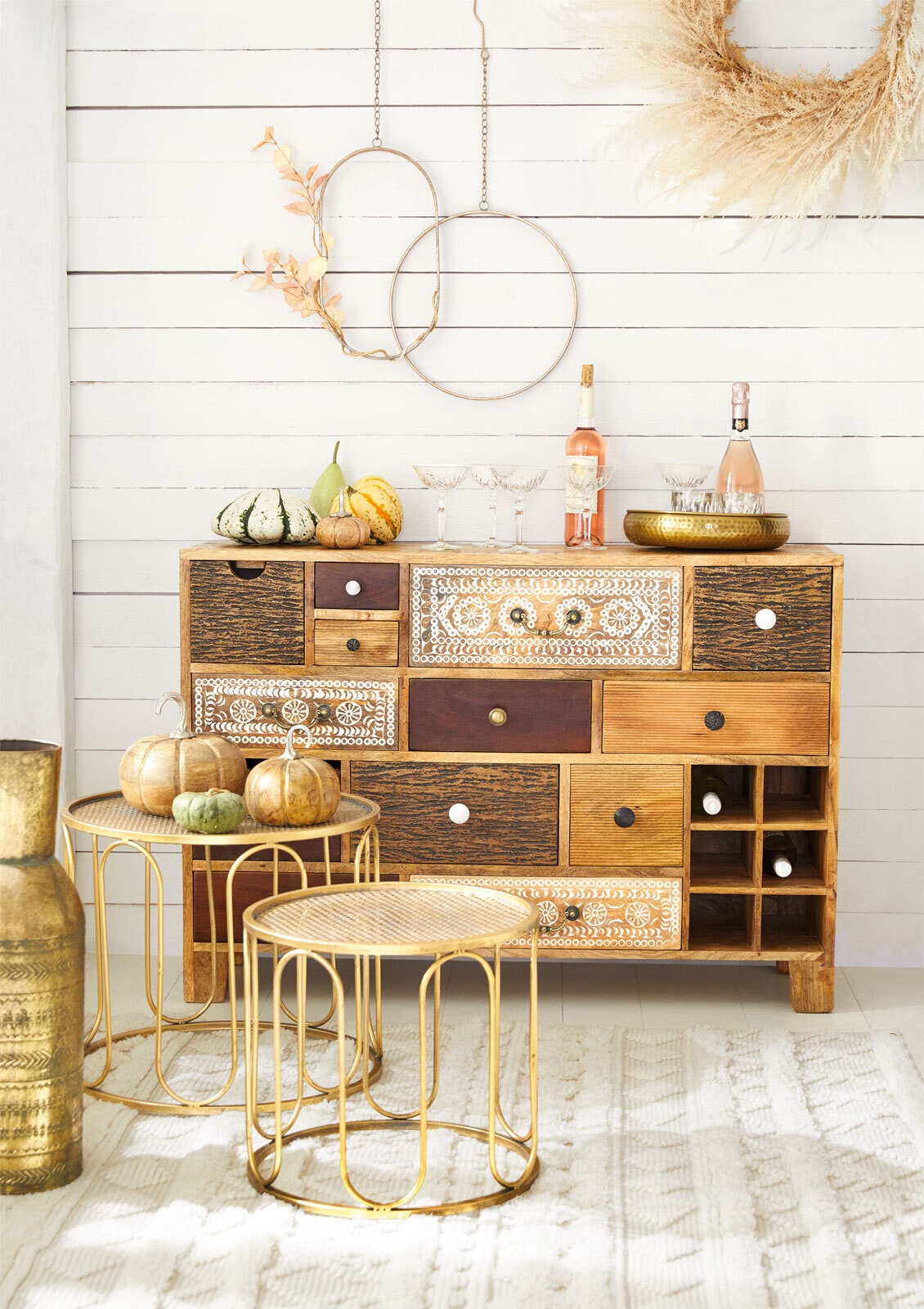 INTERhome Sideboard PUNO 114 x 80 cm braun Mango massiv